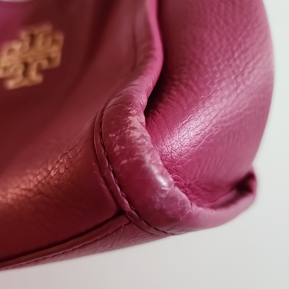 Tory Burch Britten Raspberry Color Leather Slouchy Shoulder Handbag - Picture 5 of 11